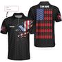 Black American Flag Bowling Custom Polo Shirt, Personalized American Flag Bowling Shirt For Bowling Fans Coolspod