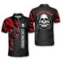 Black And Red Skull Dart Polo Shirts, Idea Shirt For Dart Player, Skull Dart Shirt