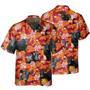 Black Angus Red Orange Floral Hawaiian Shirt, Cow Hawaiial Shirt, Bull Hawaiian Shirt