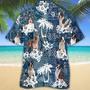 Boston Terrier Hawaiian Tropical Plants Pattern Blue And White All Over Printed Hawaiian Shirt, Farm Hawaiian Shirt, Farmer Hawaii