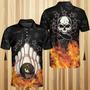 Bowling Skull And Monster Ball Short Sleeve Polo Shirt, Skull Star Fire Polo Shirt, Best Bowling Shirt For Men Coolspod