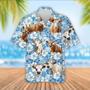 Brahman Cattle Blue Flower Pattern Hawaiian Shirt, Farm Hawaiian Shirt, Farmer Hawaii