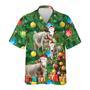 Brahman Cow Christmas Tree Hawaiian Beach Shirts, Xmas Hawaiian Shirts