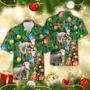 Brahman Cow Christmas Tree Hawaiian Beach Shirts, Xmas Hawaiian Shirts