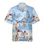 Charolais Cow Snowy Christmas Hawaiian Beach Shirts, Xmas Hawaiian Shirts