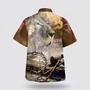 Christian Hawaiian Shirt, Faith Over Fear Lion And Crown Of Thorns Christian Hawaiian Shirt