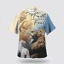 Christian Hawaiian Shirt, Faith Over Fear Jesus Lion And Lamb Christian Bible Verse