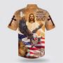 Christian Hawaiian Shirt, Independence Day Us Flag One Nation Under God Jesus And Lion Eagle American Christian Faith Hawaiian Shirt