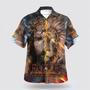 Christian Hawaiian Shirt, Jesus Praying Lion Christian Cross Faith Hawaiian Shirt