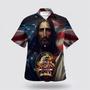 Christian Hawaiian Shirt, One Nation Under God Jesus Eagle American Flag Hawaiian Shirt