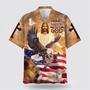 Christian Hawaiian Shirt, Independence Day Us Flag One Nation Under God Jesus And Lion Eagle American Christian Faith Hawaiian Shirt