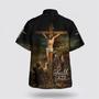 Christian Hawaiian Shirt, Faith Over Fear Bible Verse Christ Crucified