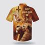 Christian Hawaiian Shirt, Keep Our Eyes On Jesus Hawaiian Shirt For Men, Hand Of Jesus Lion Hawaiian Shirts