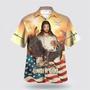 Christian Hawaiian Shirt, One Nation Under God Jesus Eagle American Flag Hawaiian Shirts