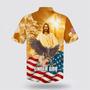 Christian Hawaiian Shirt, Us Flag One Nation Under God Jesus Eagle American Christian Faith Hawaiian Shirt