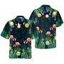 Christmas Flamingo Tropical Hawaiian Shirt Button Down Shirt, Xmas Hawaiian Shirts