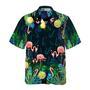 Christmas Flamingo Tropical Hawaiian Shirt Button Down Shirt, Xmas Hawaiian Shirts