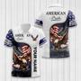 Custom Name American Pride White Leather Independence Day July Polo Shirt
