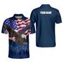 Customized Name Patriotic American Design With Eagle Independence Polo Shirt