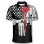 Darts Punisher Skull Custom Polo Shirts For Men, Custom Name Dart Shirt