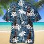 Doberman Hawaiian Tropical Plants Pattern Blue And White All Over Printed Hawaiian Shirt, Farm Hawaiian Shirt, Farmer Hawaii