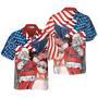 Eagle Perched On Santa's Hand With American Flag Background Hawaiian Shirt, Xmas Hawaiian Shirts