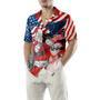 Eagle Perched On Santa's Hand With American Flag Background Hawaiian Shirt, Xmas Hawaiian Shirts