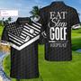 Eat Sleep Golf Repeat Custom Polo Shirt, Personalized Black American Flag Golf Shirt For Men Coolspod