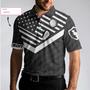 Eat Sleep Golf Repeat Custom Polo Shirt, Personalized Black American Flag Golf Shirt For Men Coolspod