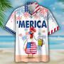 Funny Chicken Beer Hawaiian Shirt For Independence's Day, Cool Chicken Patriotic Of July Gift For Chicken Lovers