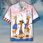 Giraffe Hawaiian Shirt For Independence's Day, Happy Of July Patriotic Giraffe Hawaii Aloha Beach Shirt Full Print