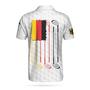 Golf Germany Flag Polo Shirt, White Golf Pattern Polo Shirt, German Golf Shirt For Men Coolspod