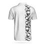 Golfing Skull Golf Ball And Clubs Shirt Polo Shirt, Golf Pattern Polo Shirt, Black And White Golf Shirt For Men Coolspod