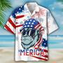 Gorila Hawaiian Shirt For Independence's Day, Usa Flag Pattern Merica Hawaiian Shirt, Patriotic Hawaii Shirt