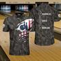 Hand Instruction American Flag Camouflage Bowling Polo Shirt, Camo Bowling Shirt For Men Coolspod