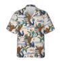 Hawaiian Aloha Shirts Funny Gorilla Drives Dinosaur