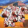 Hereford Cattle Lovers American Flag Hawaiian Shirt, Unisex Print Aloha Short Sleeve Casual Shirt