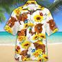 Highland Cattle Lovers Sun Flower Hawaiian Shirt, Unisex Print Aloha Short Sleeve Casual Shirt