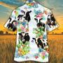 Holstein Friesian Cattle Lovers Tropical Flower Hawaiian Shirt, Unisex Print Aloha Short Sleeve Casual Shirt