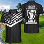 Jesus Is My Savior Golf Is My Therapy Custom Polo Shirt, Personalized American Flag Golf Shirt For Men Coolspod
