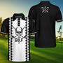 Just Golf It Skull Short Sleeve Golf Polo Shirt, Black And White Golf Shirt For Men Coolspod