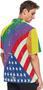 Lgbt Rainbow Men's Hawaiian Shirt American Flag Background, Short Sleeves Button Down Aloha Shirts Beach For Ally