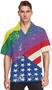 Lgbt Rainbow Men's Hawaiian Shirt American Flag Background, Short Sleeves Button Down Aloha Shirts Beach For Ally