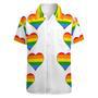 Lgbtq Rainbow Heart Gay Pride Cute Hawaiian Vintage Shirt Mens Button Down Plus Size Tropical Hawaii Beach Shirts