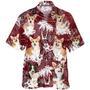 Pembroke Welsh Corgi Hawaiian Shirt, Dog Hawaiian Shirt Red Tribal Pattern