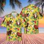 Personalized Name Hereford Cattle Pineapples All Over Printed Hawaiian Shirt