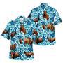 Red Angus Blue Hibiscus Flowers Hawaiian Shirt, Summer Cow Hawaii Aloha Beach Shirt