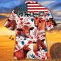 Red Angus Cattle Lovers American Flag Hawaiian Shirt, Unisex Print Aloha Short Sleeve Casual Shirt