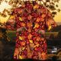 Red Angus Cattle Lovers Autumn Red Leaves Hawaiian Shirt, Unisex Print Aloha Short Sleeve Casual Shirt