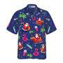 Santa Flamingo Tropical Pattern Hawaiian Shirt, Xmas Hawaiian Shirts